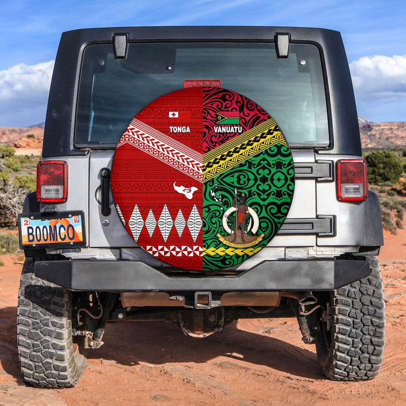 Vanuatu And Tonga Spare Tire Cover Polynesian Together - Bright Red LT8 Red - Polynesian Pride