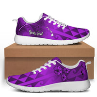 (Custom Personalised) Hawaii Flowers Sporty Sneakers Purple Tribal Pattern Hawaiian LT13 Women's Sneakers - Polynesian Pride