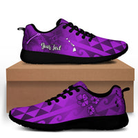 (Custom Personalised) Hawaii Flowers Sporty Sneakers Purple Tribal Pattern Hawaiian LT13 - Polynesian Pride