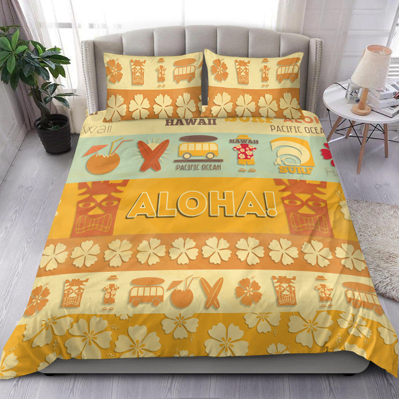 Hawaii Surf Retro Style Bedding Set LT9 Yellowish - Polynesian Pride