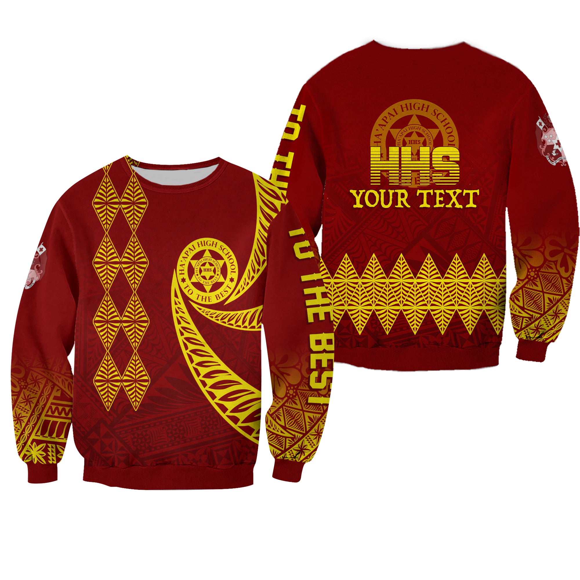 (Custom Personalize) Tonga Ha'apai High School Sweatshirt HHS To The Best LT7 Unisex Red - Polynesian Pride