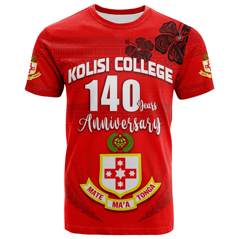 Kolisi Tonga College Atele T Shirt 140 Years Anniversary Tongan Ngatu LT13 Red - Polynesian Pride