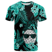 Hawaii Summer Colorful Pineapple T Shirt Turquesa LT6 Green - Polynesian Pride