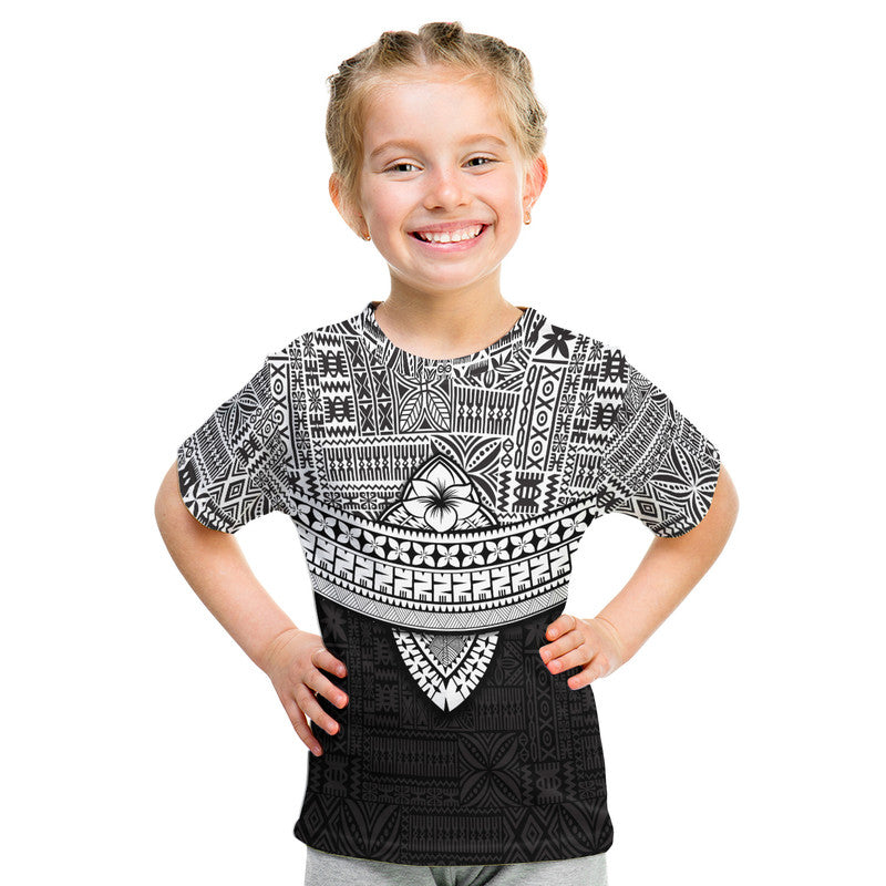 Fiji Tribal Black T Shirt Polynesian Chest White Style LT9 - Polynesian Pride