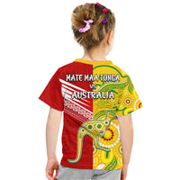 Australia Kangaroos and Mate Maa Tonga T Shirt LT9 - Polynesian Pride