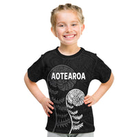 (Custom Personalised) Aotearoa Silver Fern Kid T Shirt LT9 Youth XL Size14 - Polynesian Pride