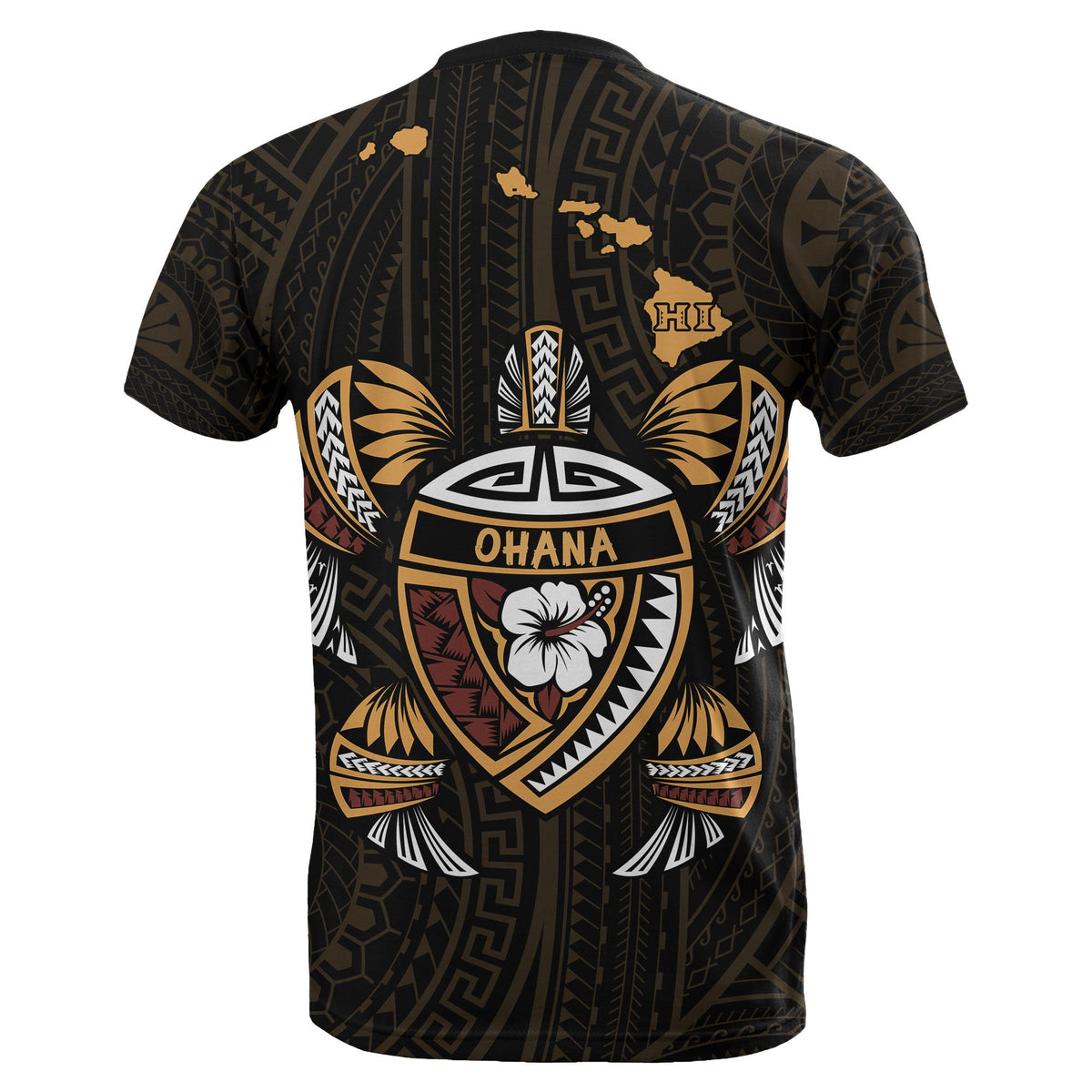 Hawaii Kakau Polynesian Turtle Map T Shirt - Polynesian Pride