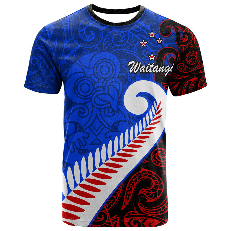 Waitangi Day T Shirt Aotearoa Hei Tiki Silver Fern LT9 Blue - Polynesian Pride