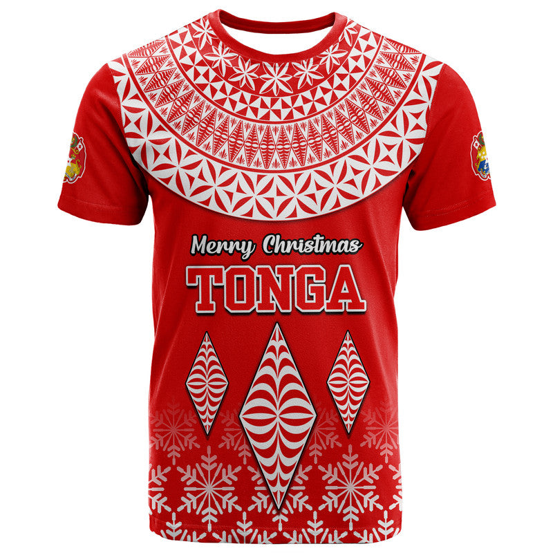 Tonga Kupesi Ngatu Merry Christmas T-Shirt - LT9 Red - Polynesian Pride
