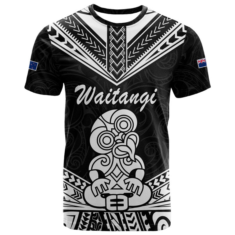 Waitangi Maori Tiki T Shirt LT9 Black - Polynesian Pride