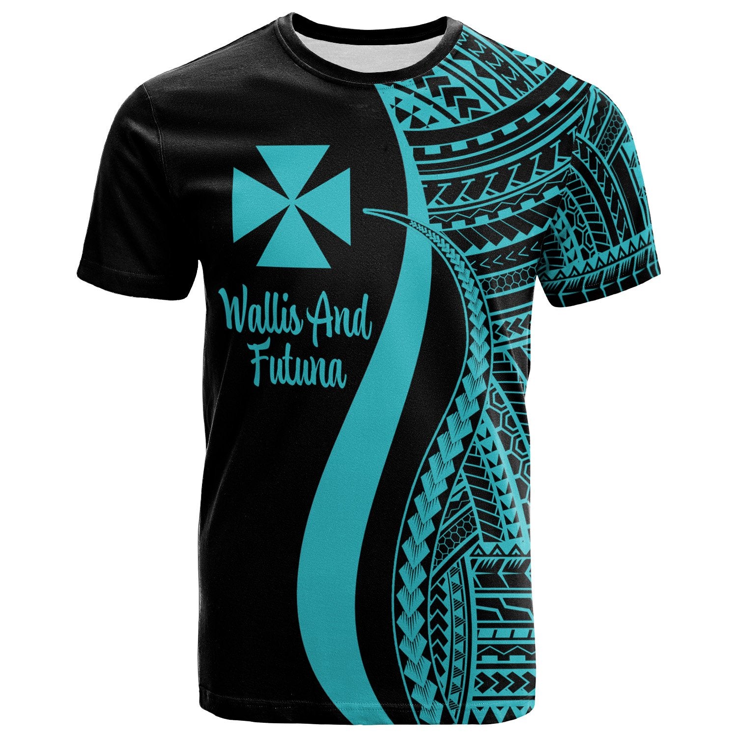 Wallis and Futuna T Shirt Turquosie Polynesian Tentacle Tribal Pattern Unisex Turquoise - Polynesian Pride