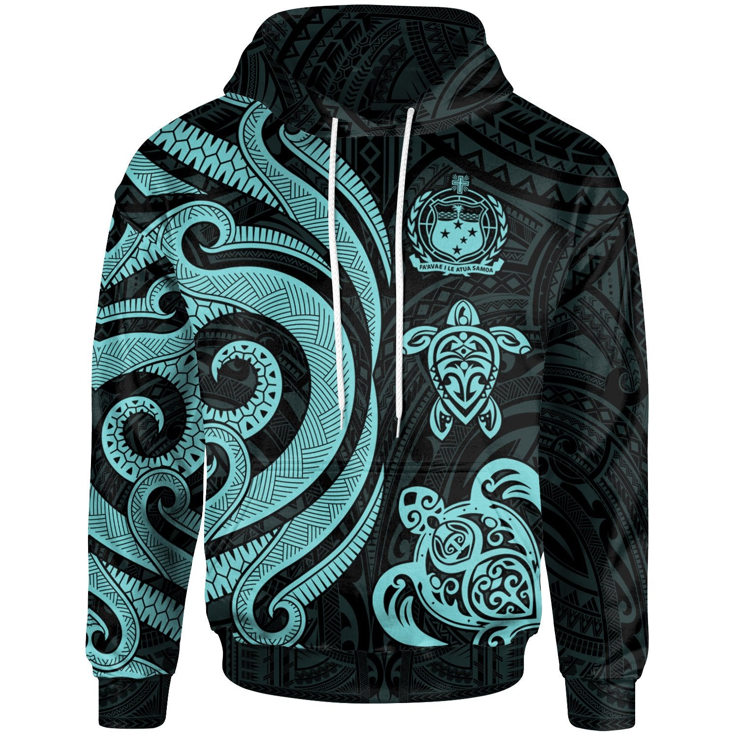 Samoa Polynesian Hoodie Turquoise Tentacle Turtle Unisex Turquoise - Polynesian Pride