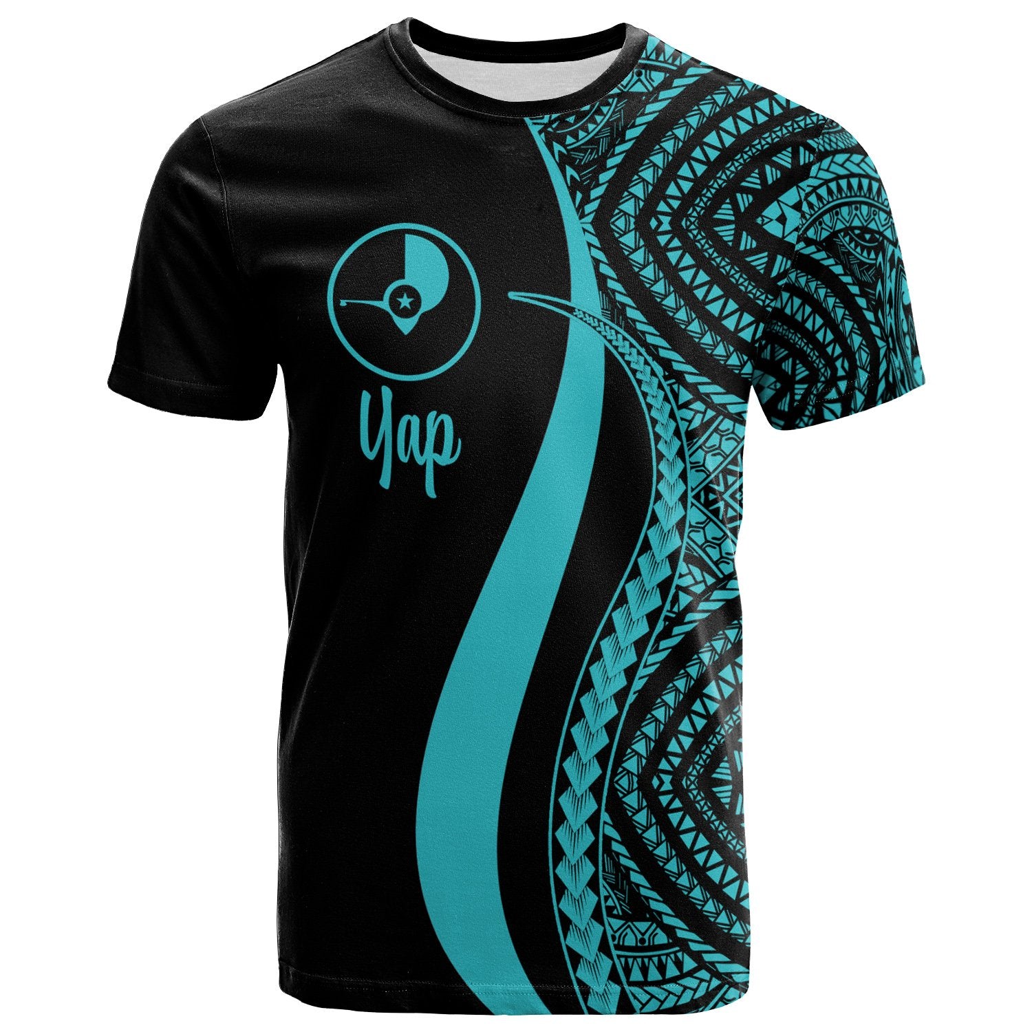 Yap T Shirt Turquoise Micronesian Tentacle Tribal Pattern Unisex Turquoise - Polynesian Pride