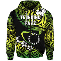 TE INUINU FAMZ Cook Islands Rugby Zip Hoodie Unique Vibes Green LT8 Green - Polynesian Pride