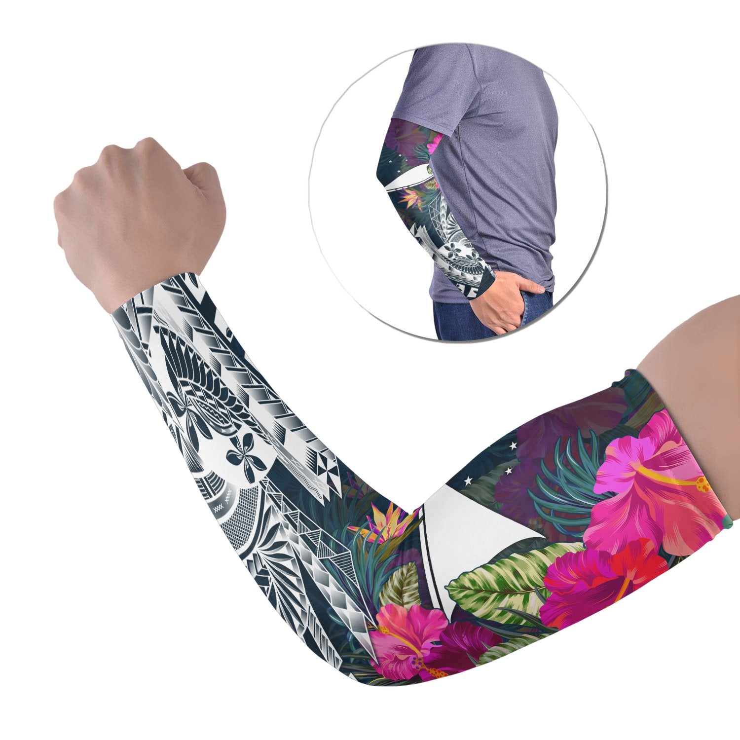 Tokelau Arm Sleeve (Set of 2) - Summer Vibes Set of 2 Black - Polynesian Pride