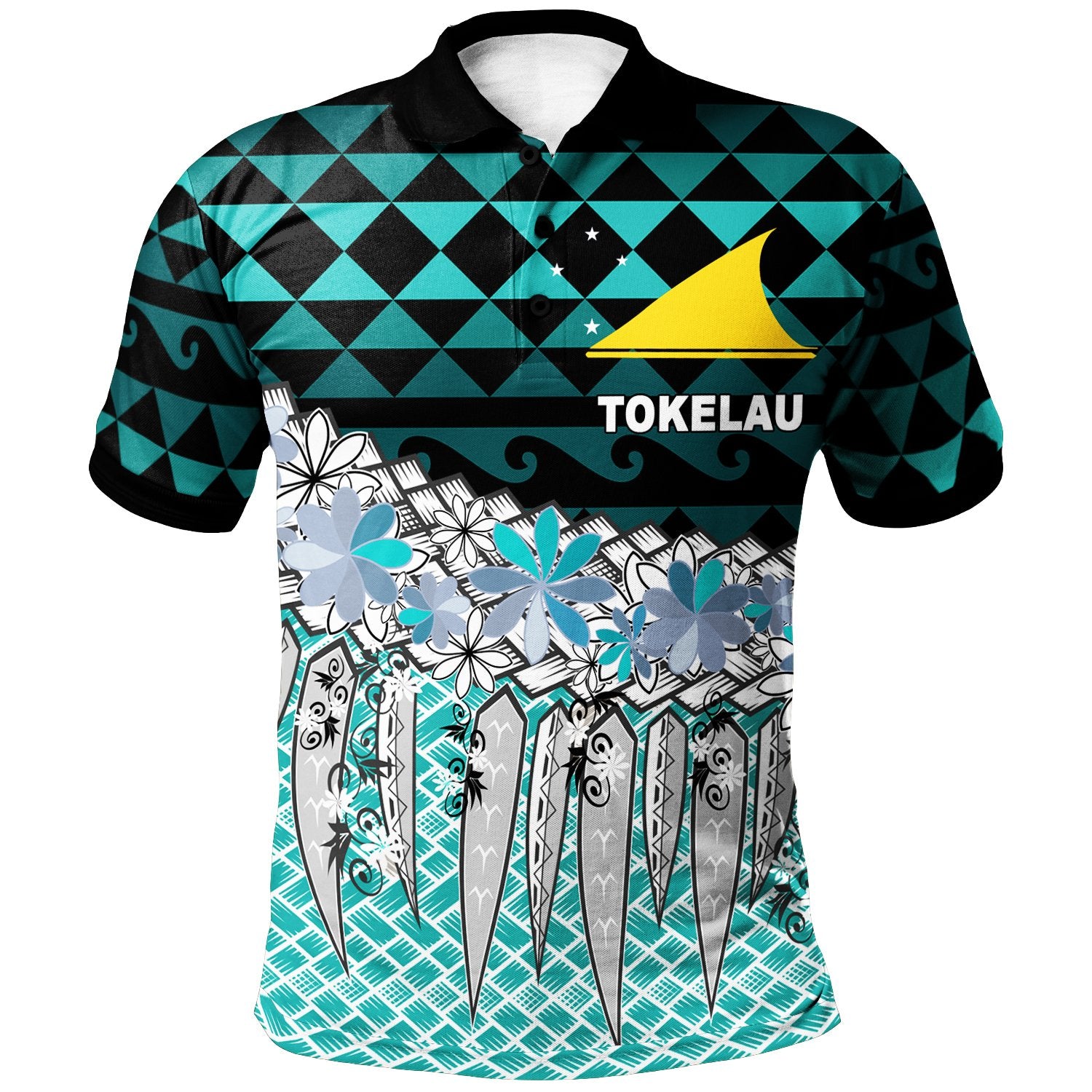 Tokelau Polo Shirt Coconut Leaves Weave Pattern Blue Unisex Blue - Polynesian Pride