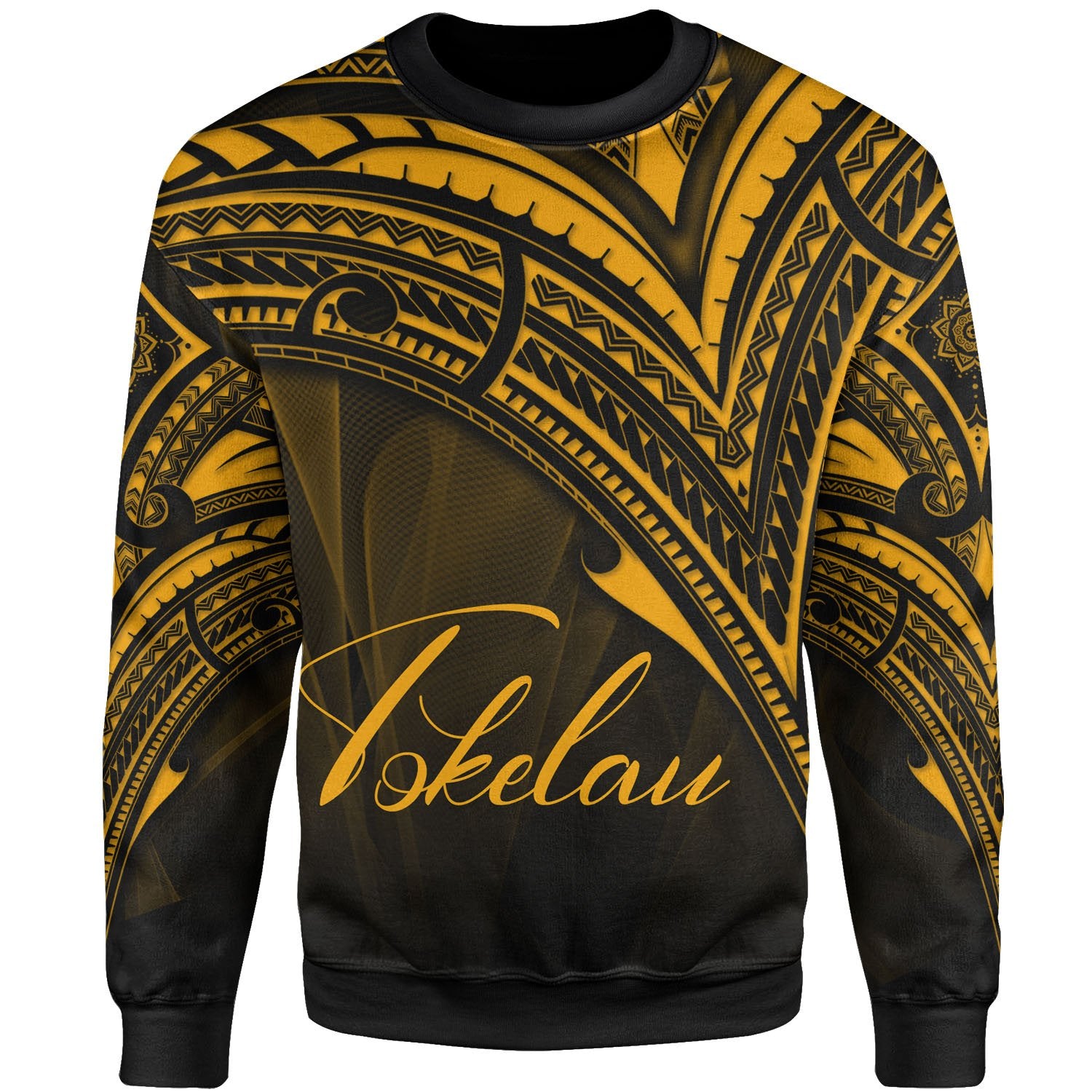 Tokelau Sweatshirt - Cross Style Gold Color Unisex Black - Polynesian Pride