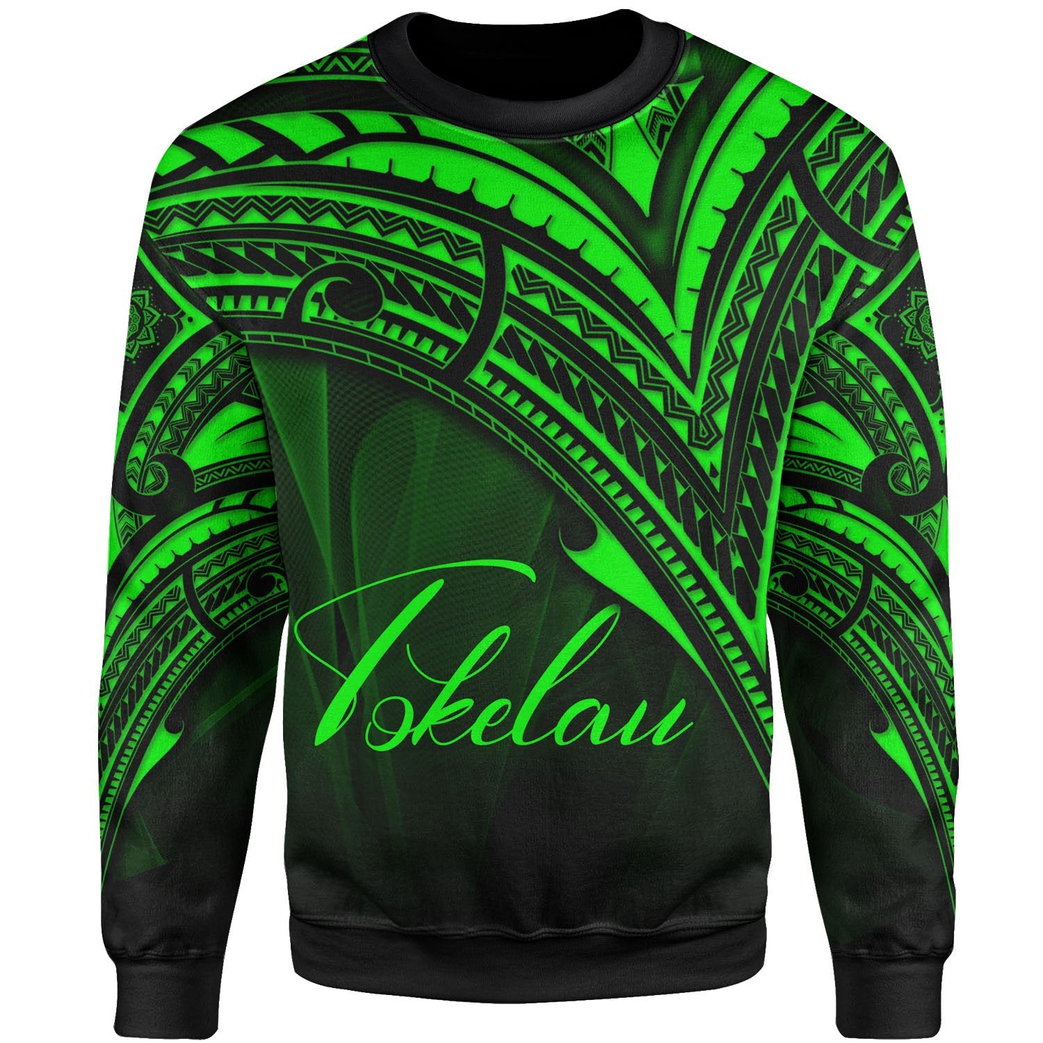 Tokelau Sweatshirt - Cross Style Green Color Unisex Black - Polynesian Pride