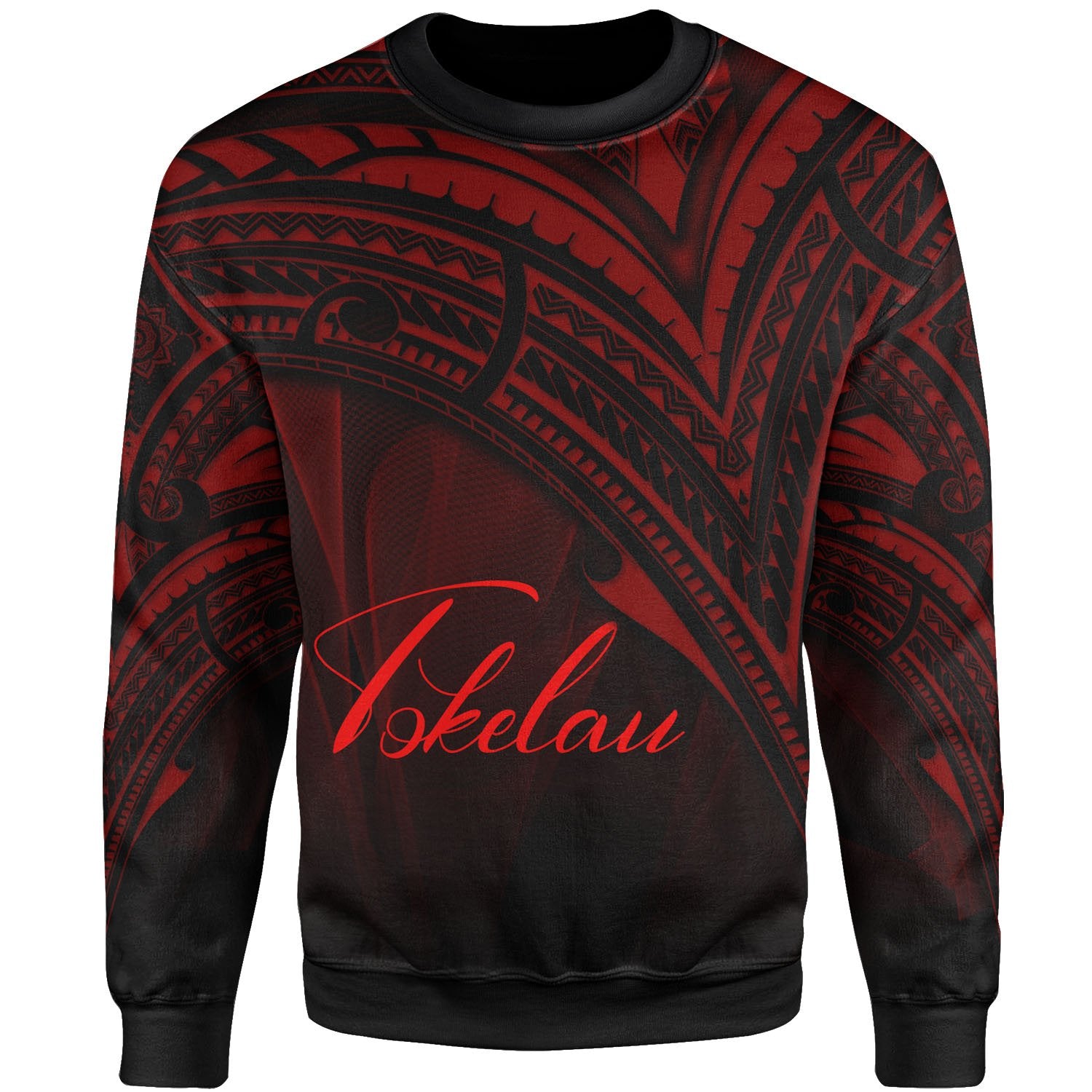 Tokelau Sweatshirt - Cross Style Red Color Unisex Black - Polynesian Pride