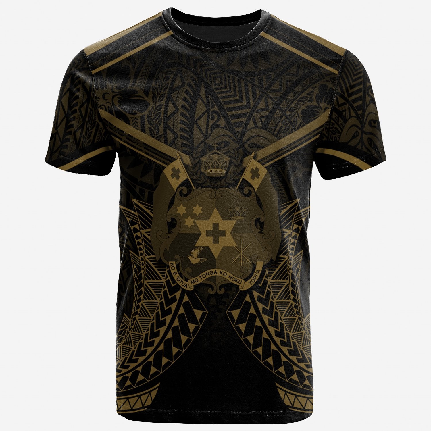 Tonga T Shirt Tonga Seal With Gold Line Style Unisex Black - Polynesian Pride