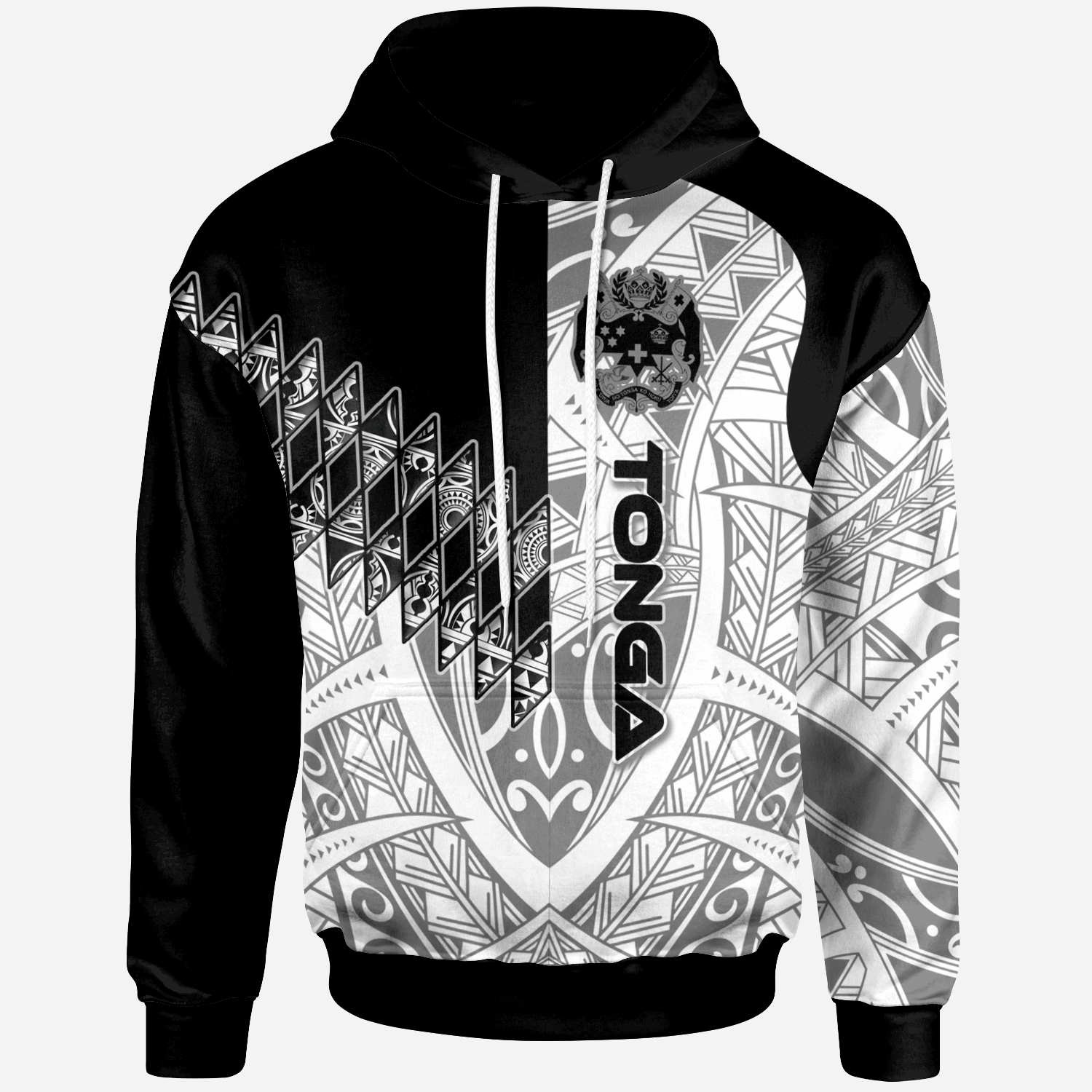 Tonga Hoodie Symmetry Style Unisex Black - Polynesian Pride