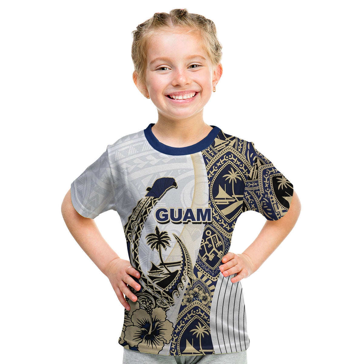 (Custom Personalised) Guam Fish Hook T Shirt KID White Style LT6 Youth XL Size14 - Polynesian Pride