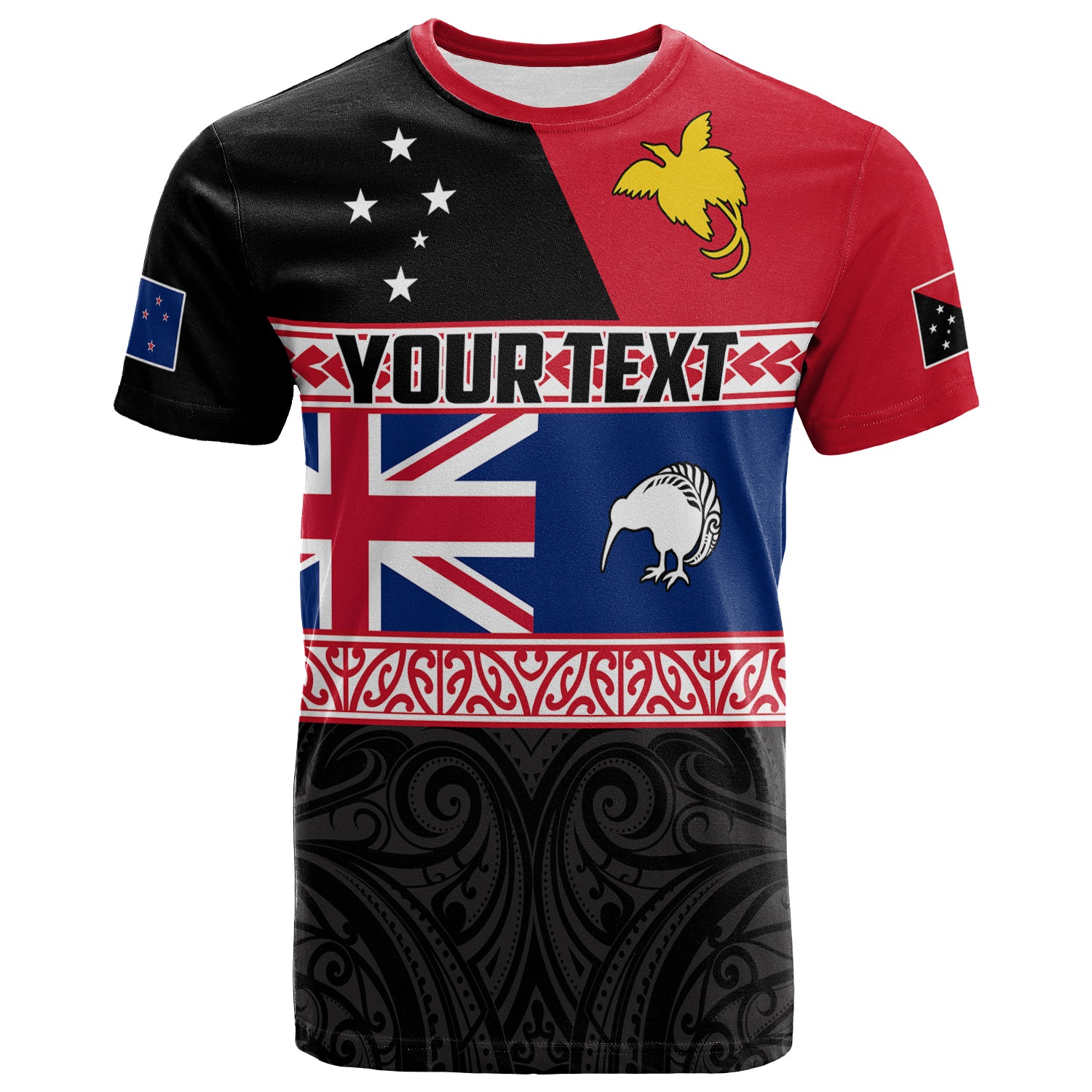 Custom Papua New Guinea and New Zealand T Shirt Maori PNG and NZ LT13 Unisex Black - Polynesian Pride