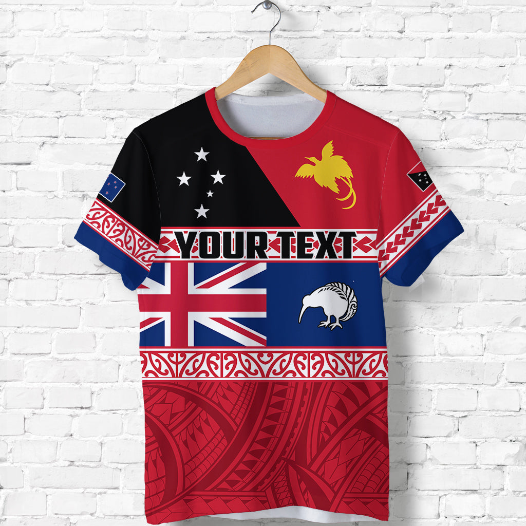 Custom Papua New Guinea and New Zealand T Shirt Polynesian PNG and NZ LT13 Unisex Red - Polynesian Pride