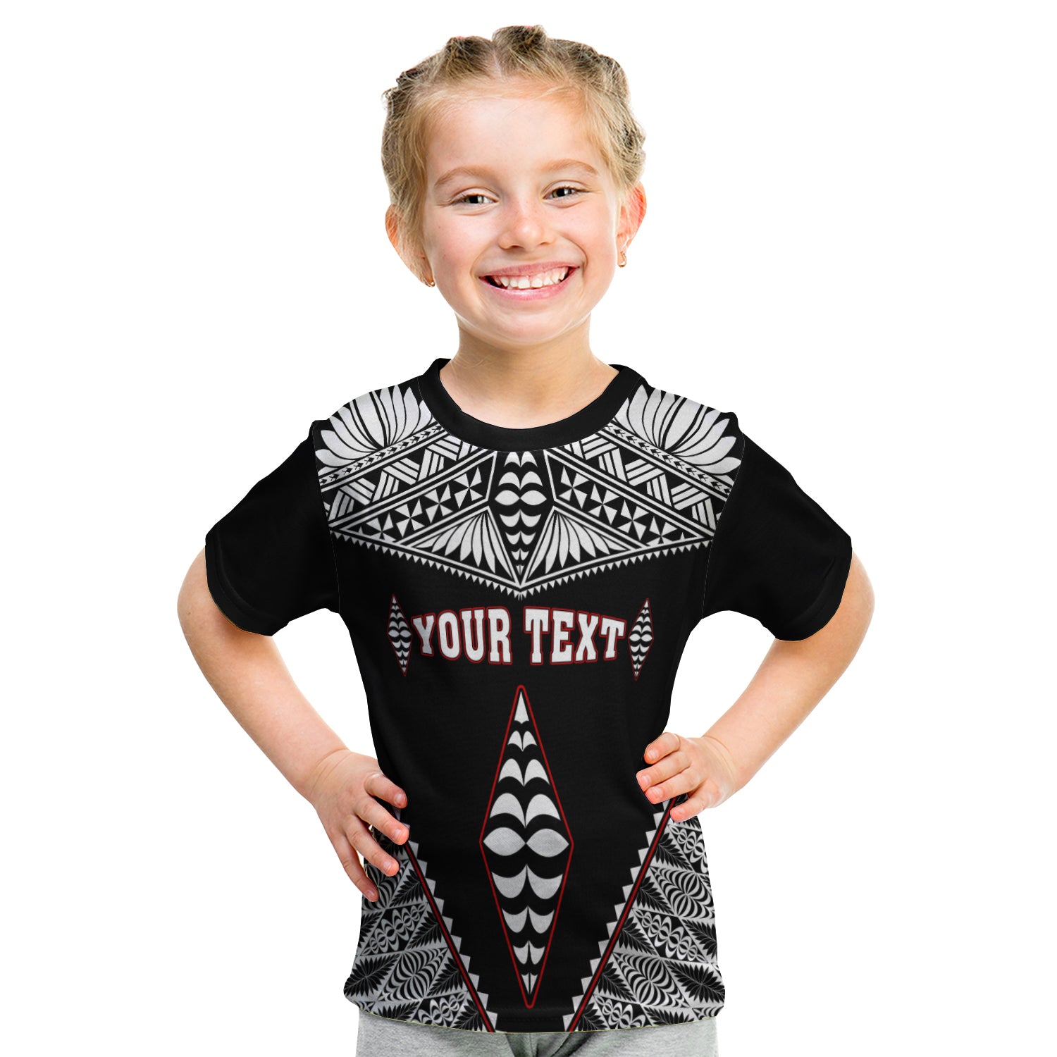 (Custom Personalised) Tonga T Shirt Kid Tongan Kupesi Pattern LT13 - Polynesian Pride