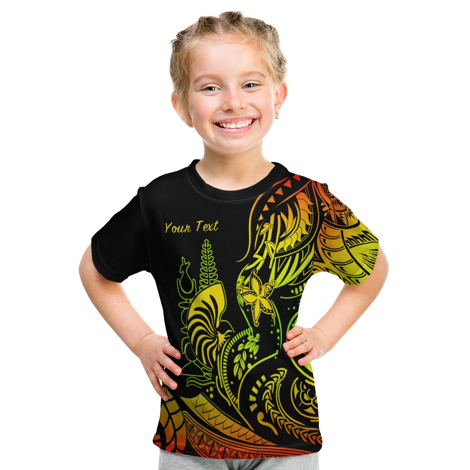 (Custom Personalised) New Caledonia T Shirt Kid Emblem Nautilus Shell Version Reggae LT13 - Polynesian Pride