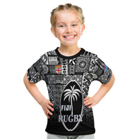 Fiji Rugby T Shirt Kid Flying Fijians Black Tapa Pattern LT13 Youth XL Size14 - Polynesian Pride