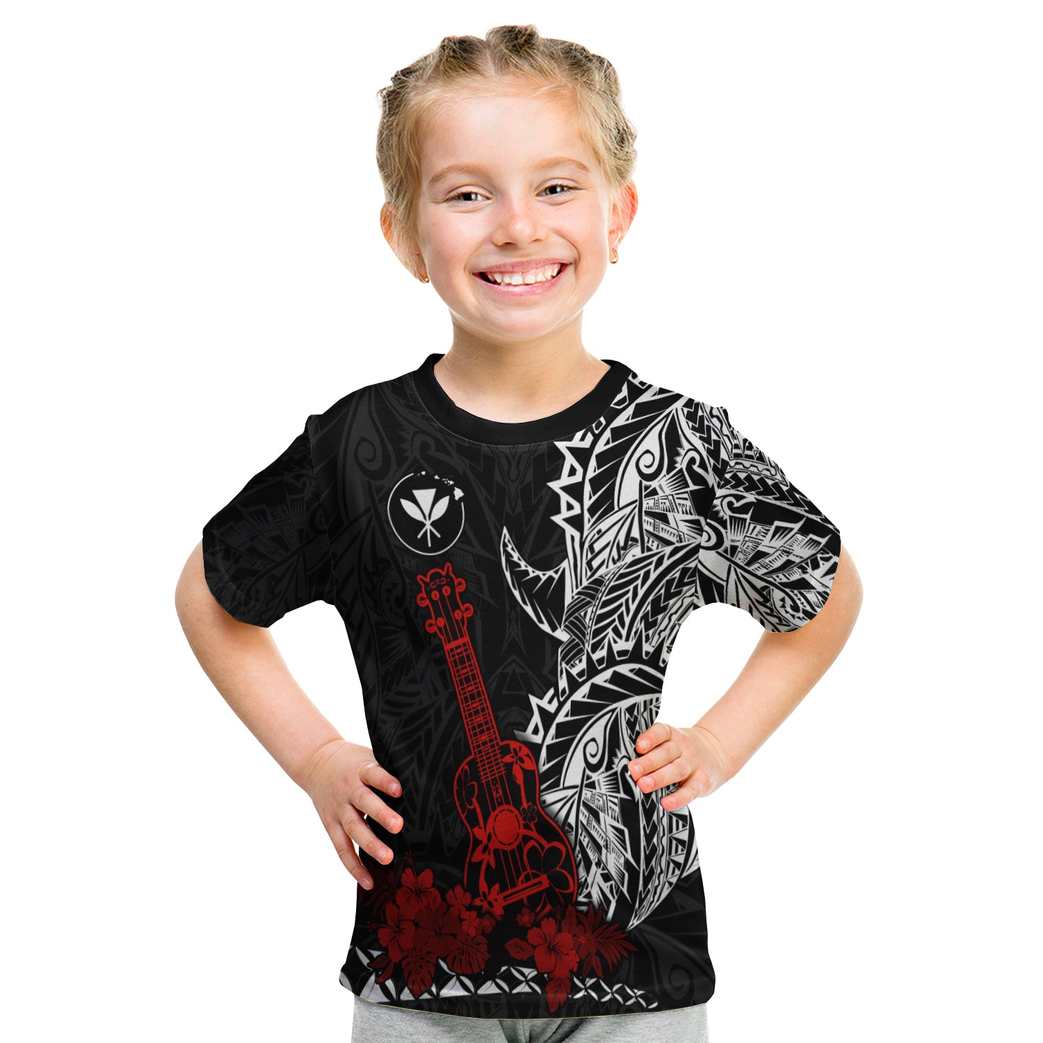 Hawaii Polynesian T Shirt Kid Red Ukulele LT13 Youth XL Size14 - Polynesian Pride