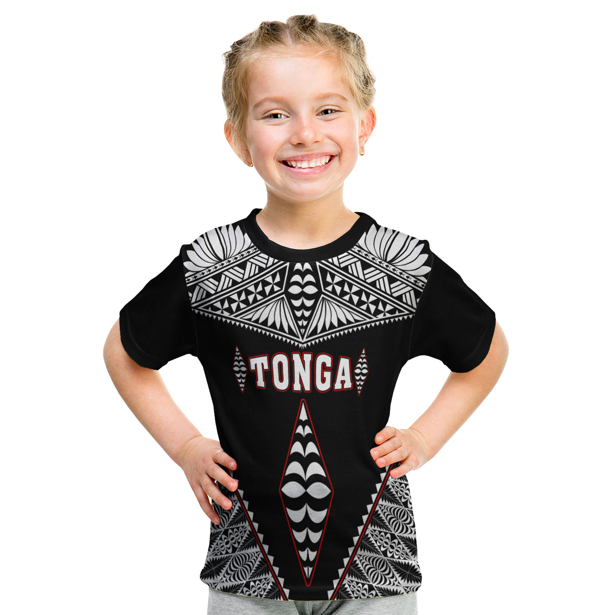 Tonga T Shirt Kid Tongan Kupesi Pattern LT13 Youth XL Size14 - Polynesian Pride