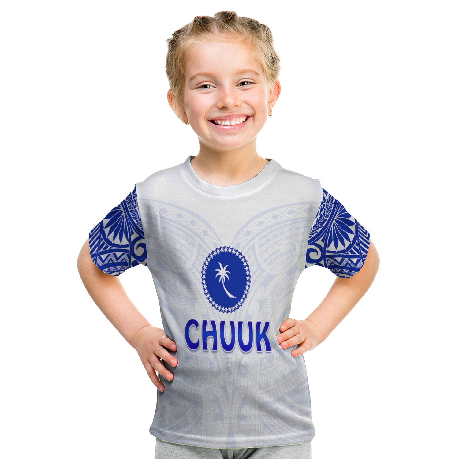 Chuuk T Shirt Kid Micronesia Simple Pattern White LT13 Youth XL Size14 - Polynesian Pride