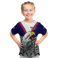 American Samoa T Shirt Bald Eagle Mix Polynesian LT13 Kid Blue - Polynesian Pride