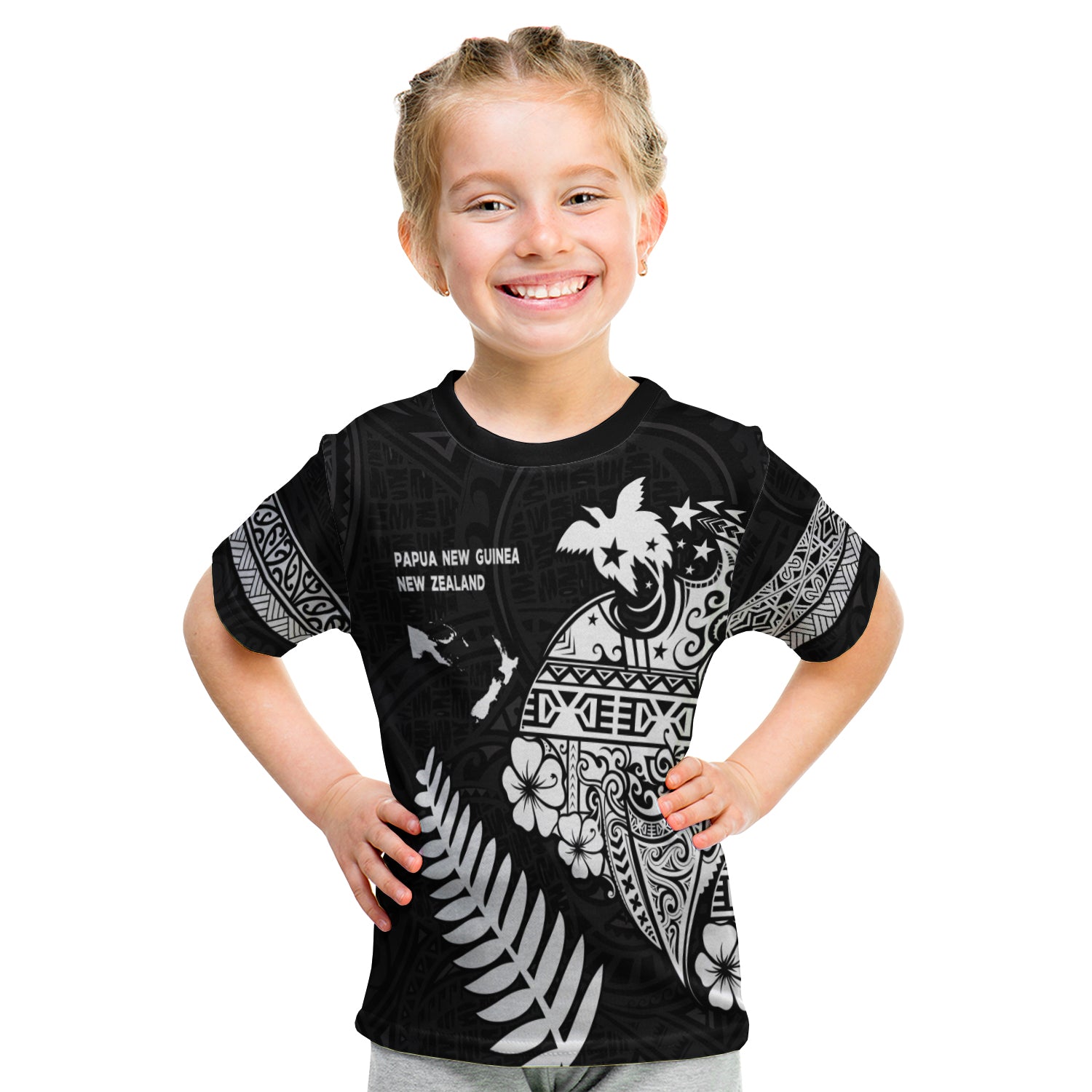 Papua New Guinea and New Zealand T Shirt KID Maori Polynesian LT13 Youth XL Size14 - Polynesian Pride