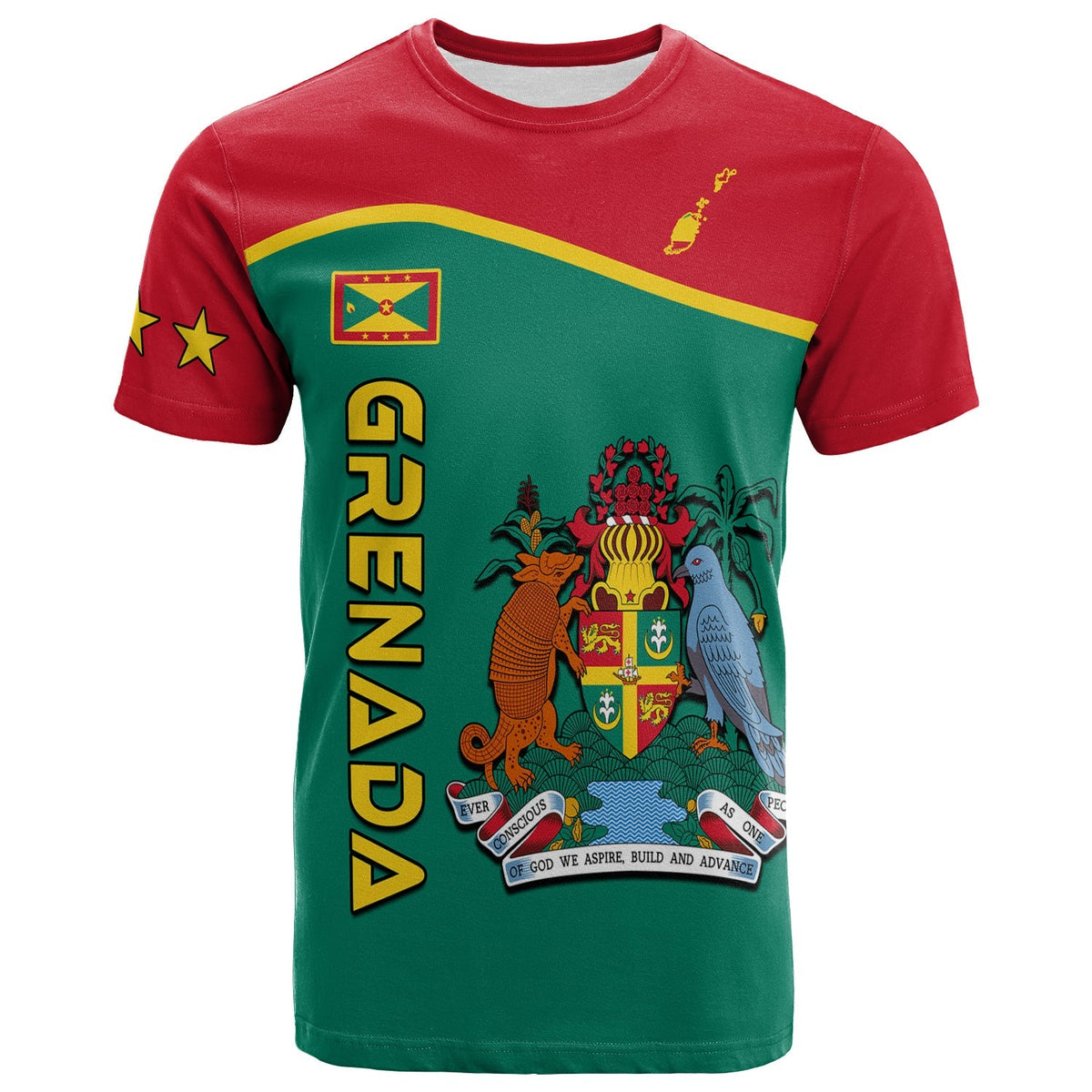 Grenada T Shirt Coat of Arms and Map Impressive LT13 Art - Polynesian Pride