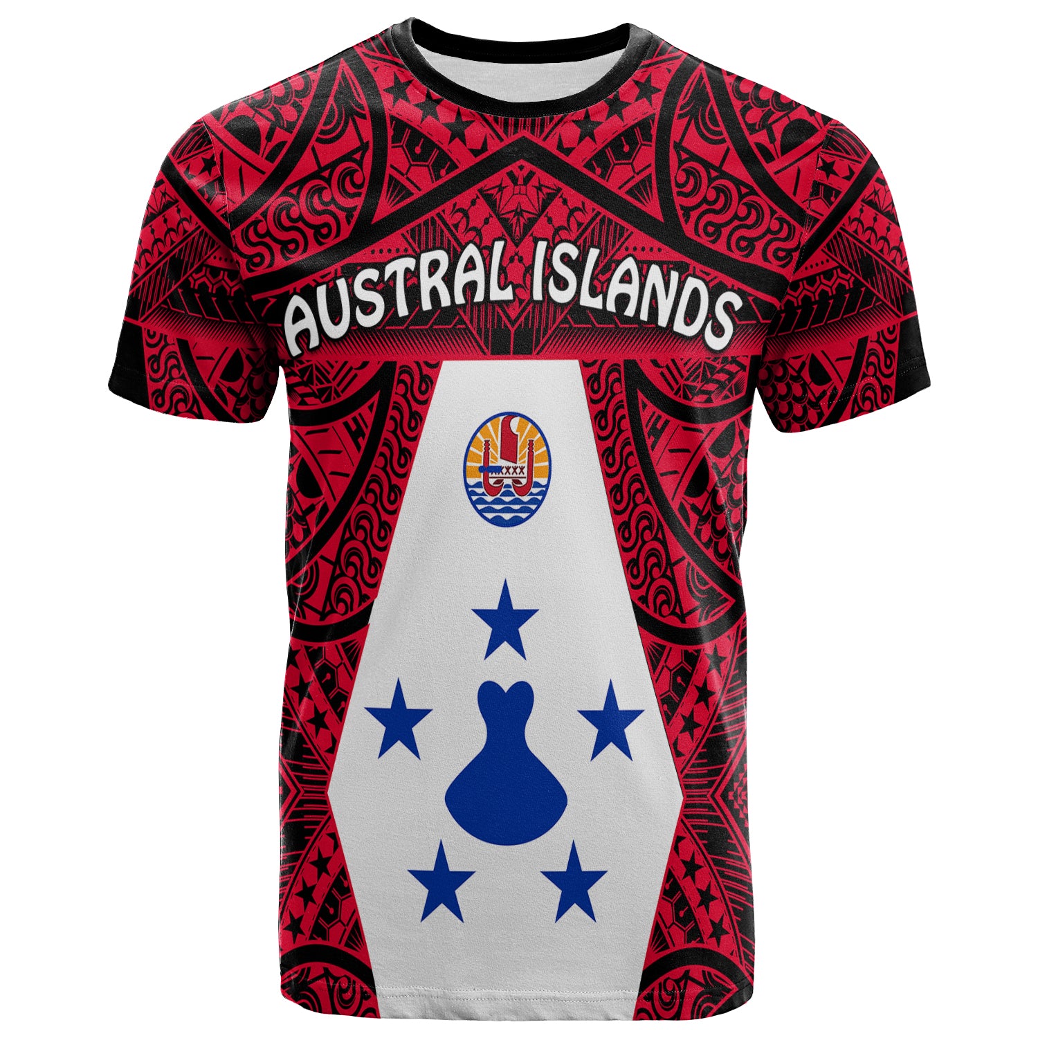 Austral Islands T Shirt Polynesian Pattern French Polynesia LT13 Unisex Red - Polynesian Pride