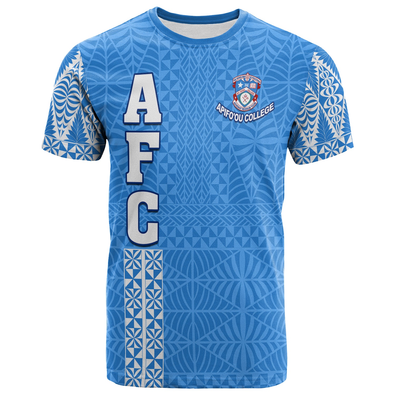 Apifoou College T Shirt Tongan Pattern AFC Lovers LT13 Unisex Blue - Polynesian Pride