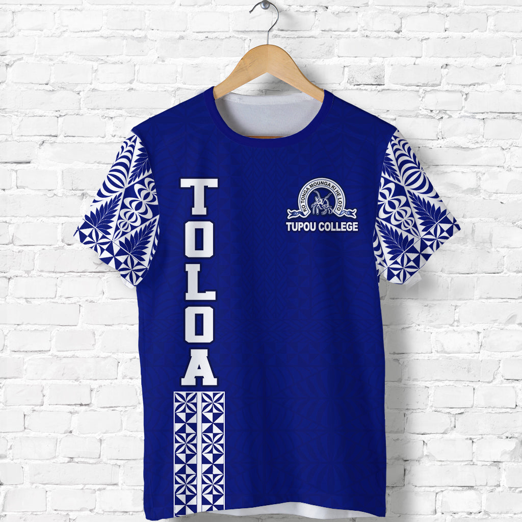 TOLOA T Shirt Tupou College Tonga Pattern LT13 Unisex Blue - Polynesian Pride