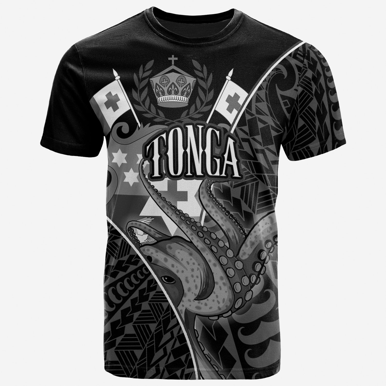 Tonga T Shirt Octopus Style White Color Unisex Art - Polynesian Pride