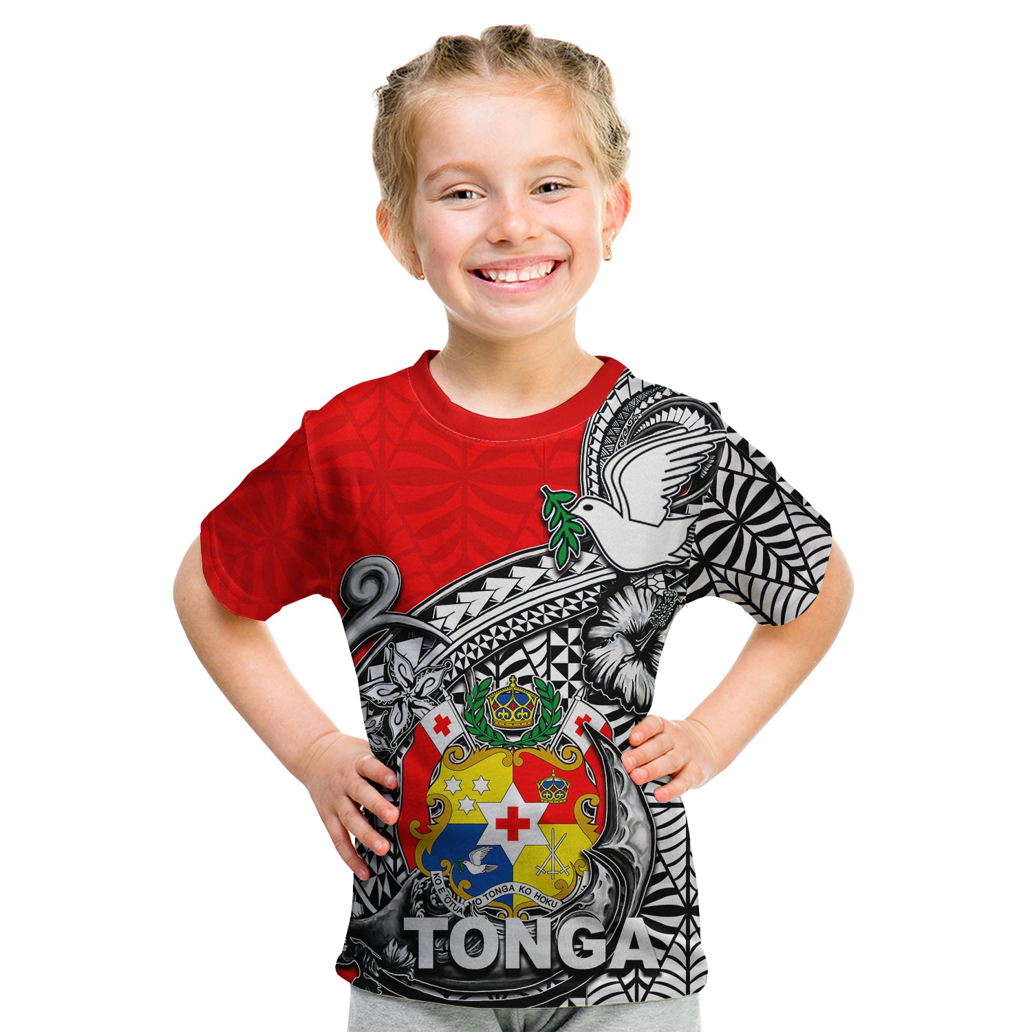 (Custom Personalised) Tonga Hook Tattoo T Shirt KID White LT6 Youth XL Size14 - Polynesian Pride
