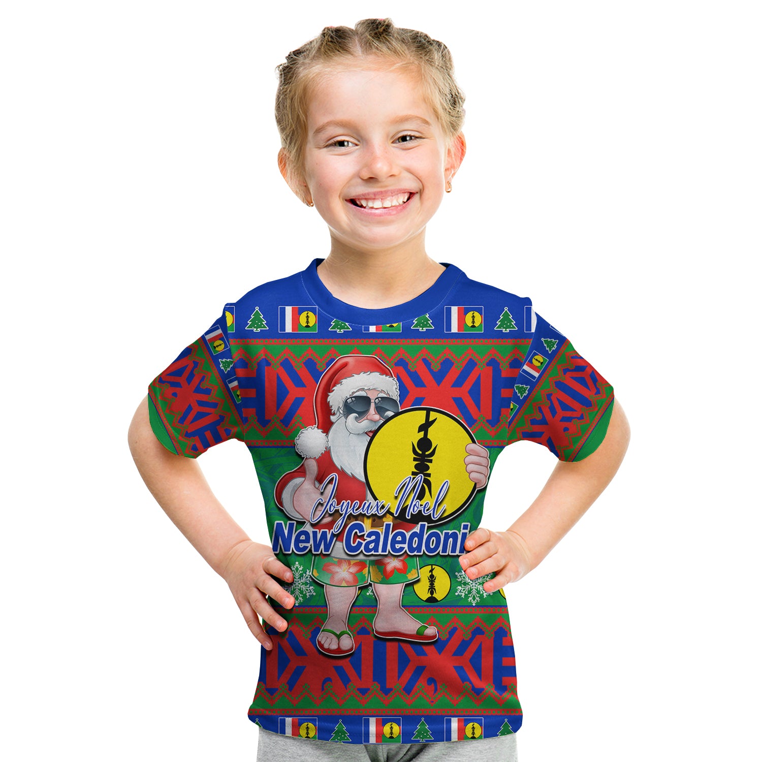 New Caledonia Christmas T Shirt Kid Cool Santa Claus LT6 - Polynesian Pride