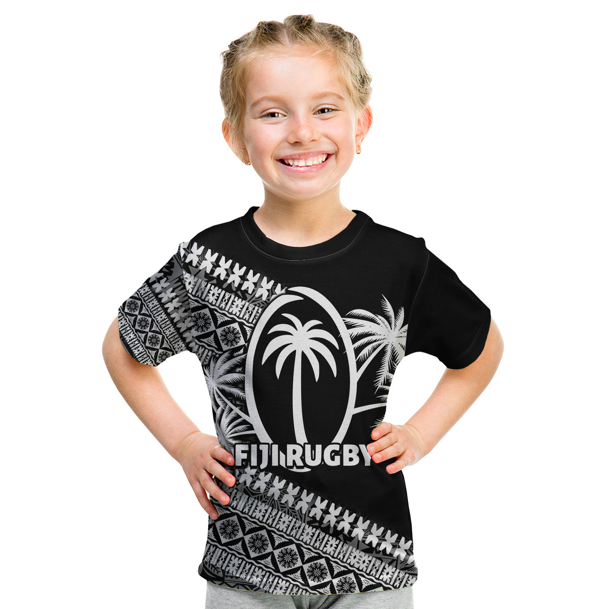 (Custom Personalised) FijI Tapa Rugby T Shirt KID LT6 Youth XL Size14 - Polynesian Pride