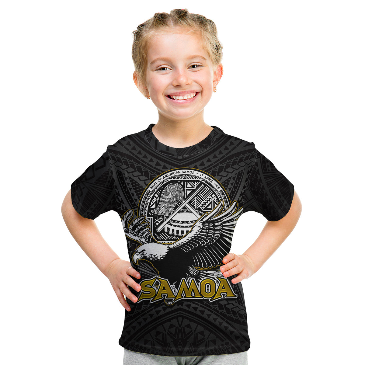 (Custom Personalised) Seal of American Samoa T Shirt KID LT6 Youth XL Size14 - Polynesian Pride