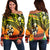 Hawaii Plumeria Polynesian Women Off Shoulder Sweater - Hope - AH Black - Polynesian Pride