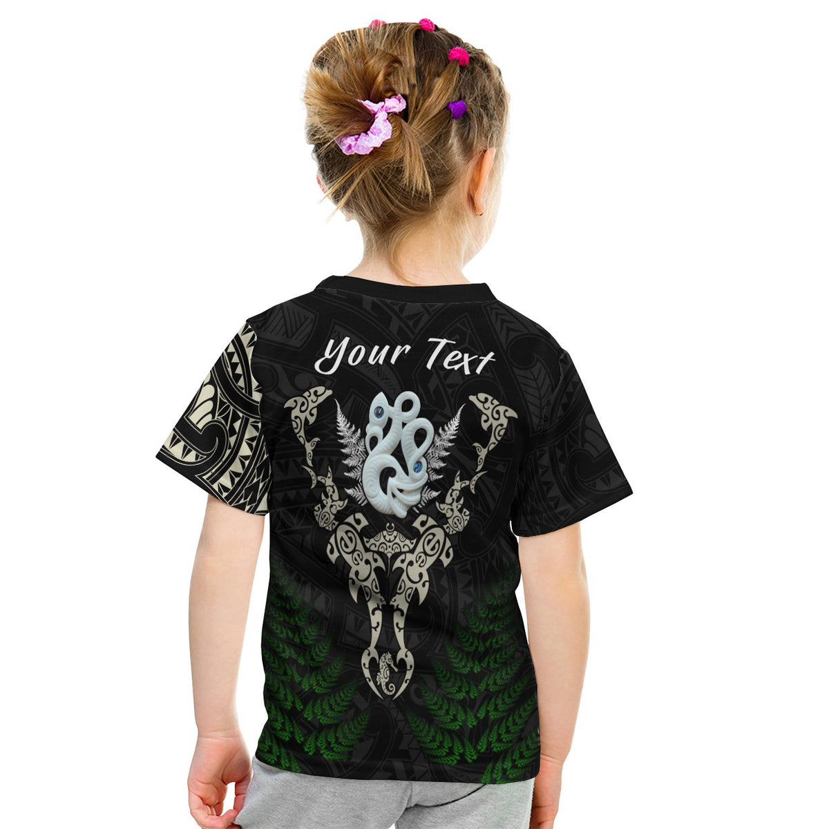 (Custom Personalised) Aotearoa Fern T Shirt Kid Maori Manaia And Fish LT13 - Polynesian Pride