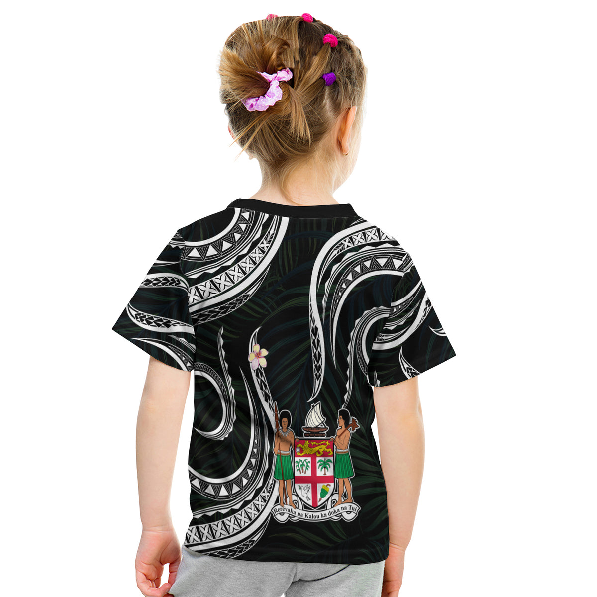 Fiji Coat Of Arms T Shirt Kid Polynesian Mix Coconut Pattern LT13 - Polynesian Pride