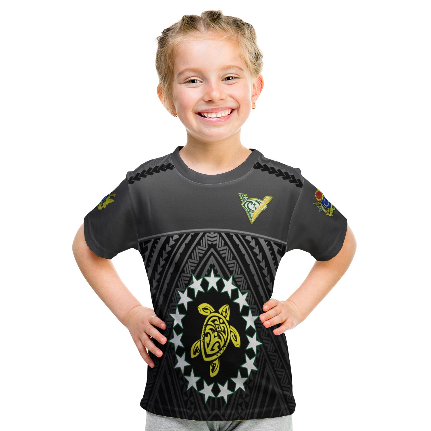 The Kuki'S T - Shirt Kid Cook Islands Rugby Black LT13 Youth XL Size14 - Polynesian Pride