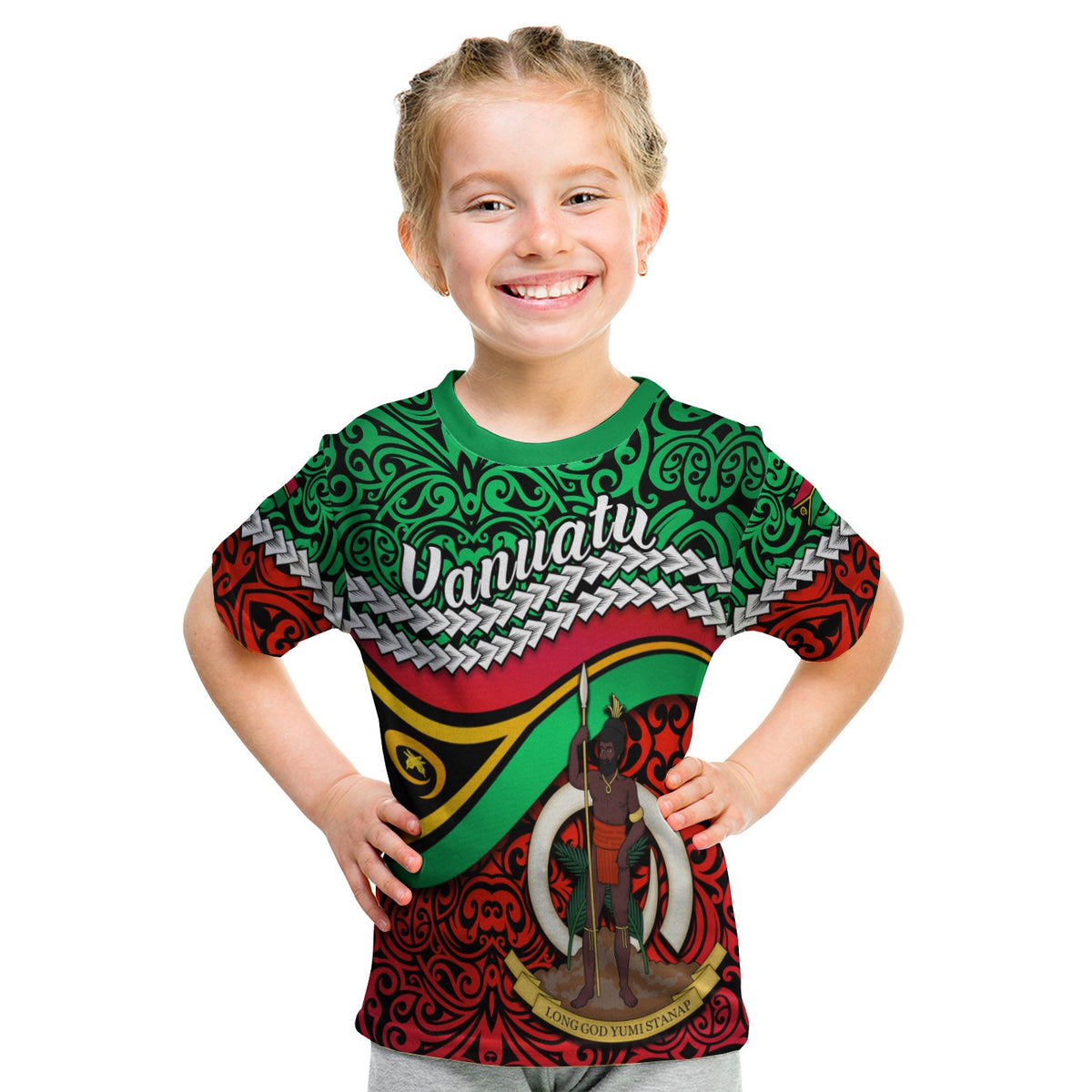 Proud Vanuatu T Shirt Kid Pattern Mix Flag LT13 Youth XL Size14 - Polynesian Pride